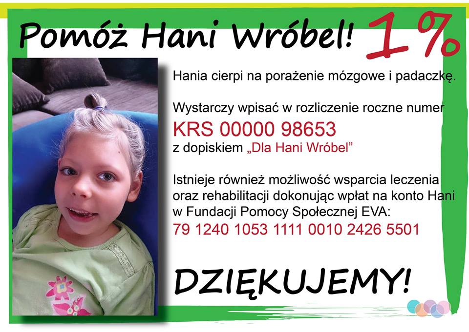 1% dla Hani Wróbel - pomagamy lokalnie